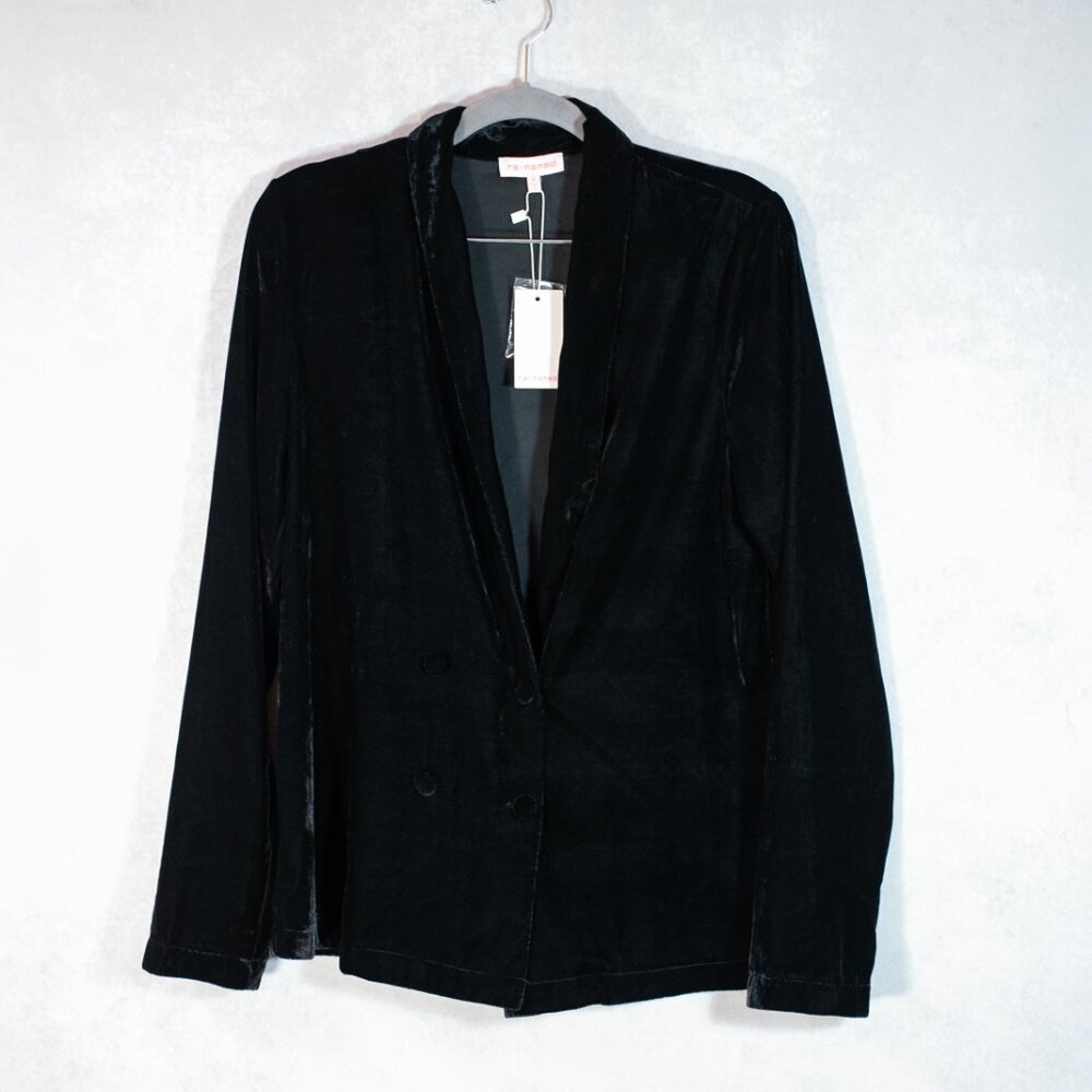 re:named Womens Velvet Blazer Jacket Black Size M
